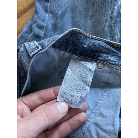 Carhartt Mens Relaxed Fit Blue Jeans Size 31x34 B320-990 Denim Straight Workwear - Picture 7 of 9